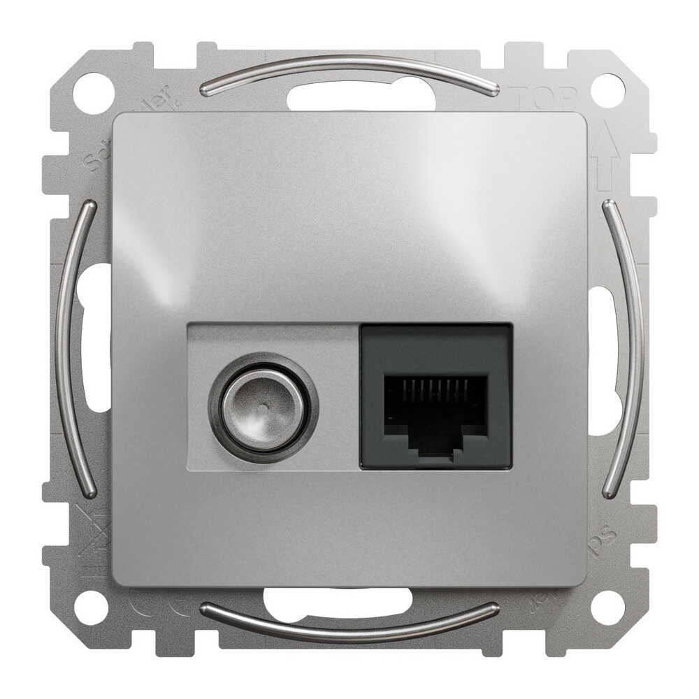 Розетка Schneider Sedna Design алюминий компьютерная RJ45 Cat.6 UTP+TV ( SDD113469T )